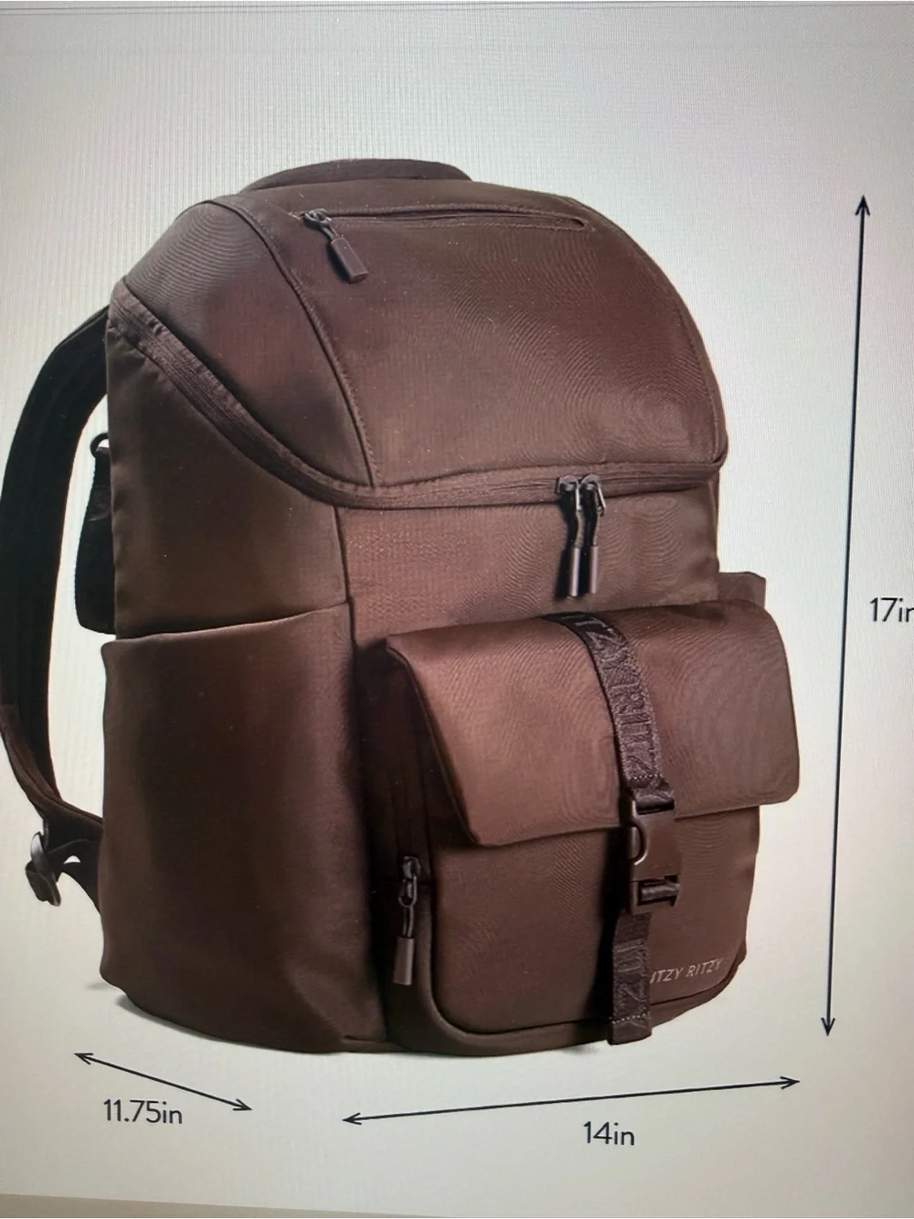 Itzy Ritzy Belong Polyester Diaper Backpack NWT Mocha